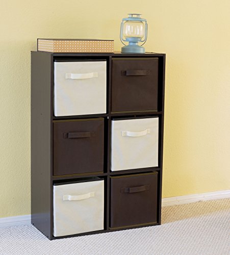 Simple Houseware Foldable Cube Storage Bins, 11-Inch Brown, 6-Pack Fabric Cubes Organizer for Closet or Shelves - color: Brown