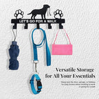 Dog Leash Holder for Wall, Key Holder Mount with 5 Metal Hooks, Pet Leash and Key Organizer, Screw Mounted Rack for Leashes Keys Collars, Entryway Garage Mudroom - style: 5-Hook