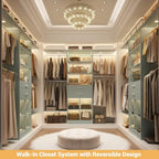 Small Closet System - 5FT Closet Organizer System with Wooden Drawers, 60 Inches Walk In Closet System With 5 Hanging Rods, Can Fit 1.58 to 6.8 FT with Reversible Hanging Shelving, Crab Green - color: Crab Green, size: 5FT