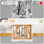 Yieach Clear Expandable Silverware Drawer Organizer,9.4-15.6In Adjustable Silverware Tray for Drawer,Acrylic Kitchen Utensil Drawer Organizer for Cutlery,Flatware Organizers and Fork and Spoon Holder - size: M - 9.4 to 15.6
