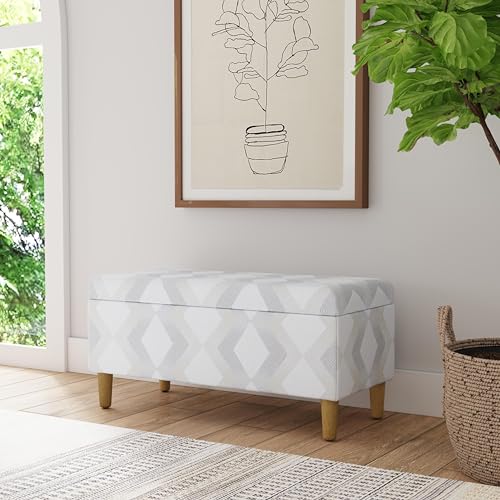 HomePop Malmo Decorative Storage Bench -Natural Woven Geo - color: Natural Woven Geo