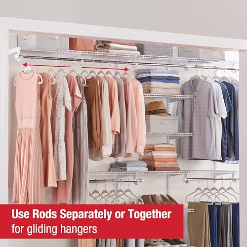 Rubbermaid Configurations Deluxe Custom Closet Kit 4-8Ft. Adjustable Metal Wire Shelving White Finish Expandable Organization System Hardware Included for Home Closet/Pantry/Laundry/Mudroom - color: White, size: 4-8 Feet