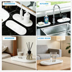 2PCS Water Absorbing Stone Tray, Quick Drying Diatomite Bathroom Tray, Drying Stone for Kitchen Counter, Soap Dish Dispenser Vanity Organizer