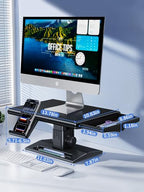 Computer Monitor Stand Riser for Desk,5.7-6.5 Inches Height Adjustable with Storage Drawer & Phone Holder,Workspace Desktop Organizer Monitor Stands Risers Shelf for Computer,Laptop,Printer,TV