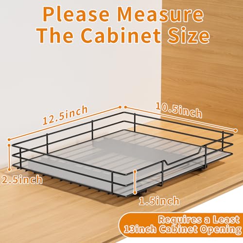 RCHYFEED Pull Out Spice Rack Organizer for Cabinet,Slide out Spice Organization for Inside Cabinets,Heavy Duty Seasoning Organizer Fits Kitchen and Pantry,Sauces,Canned (12.5''Wx10.5''Dx2.5''H) - size: 1 Tier-12.5''Wx10.5''Dx2.5''H