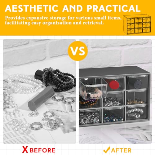 Wenqik 2 Pcs Mini Storage Drawers Teacher Toolbox Organizer with 9 Clear Drawers Small Plastic Desktop Teacher Desk Craft Organizer for Classroom Office 7" x 3. 9" x 4. 7"(Black) - color: Black
