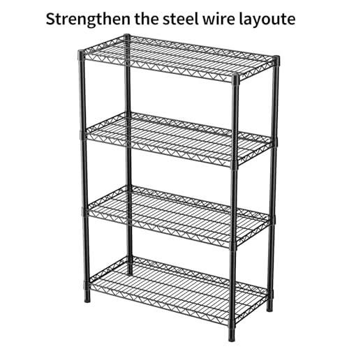 SINGAYE Shelf Closet Wire Shelving：Adjustable Metal Unit for Laundry Room Organization Bathroom Kitchen Home Garage Storage Pantry Rack Shelves - color: Black, size: 4Tier-18"Dx36"Wx59"H