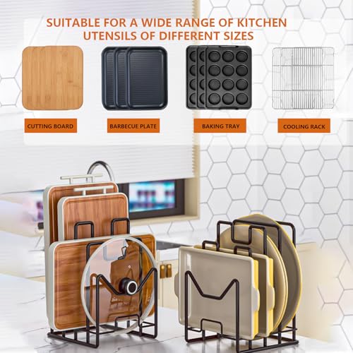 Multifunctional Cutting Board Organizer, Cutting Board Holder Rack Baking Cookie Pan Sheets Cooling Racks Storage Stand for Kitchen Cabinet -Divided Holder with 4 Slots (2PS Black) - color: 2Black