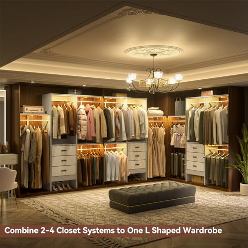 Armocity 5FT Small Closet System with 3 Fabric Drawers, 60 Inches Walk In Closet Organizer System With 3 Adjustable Shelves, Heavy Duty Clothes Rack Built-In Garment Rack, 59" L x 16" W x 71" H, Grey - color: Grey