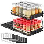 SpaceAid Pull Out Spice Rack Organizer for Cabinet, Heavy Duty Slide Out Seasoning Kitchen Organizer, Cabinet Organizer, with Labels, 8.5" W x10.75 D x8.5 H, 1 Drawer 2-Tier - style: 8.5" W, 2-Tier