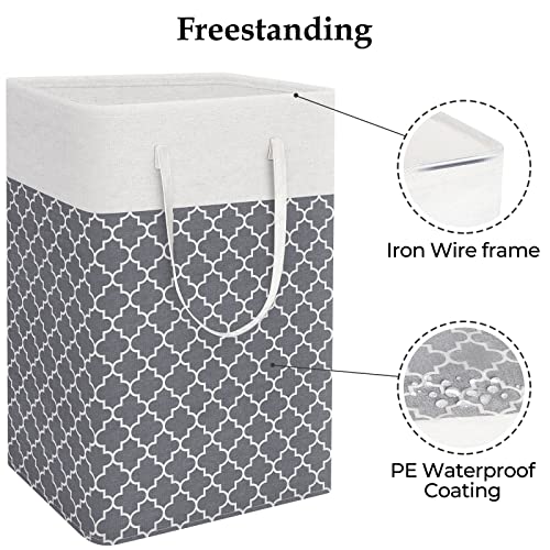 StorageRight Laundry Basket Hamper Large Collapsible Laundry Hamper with Easy Carry Handles，Freestanding Clothes Hampers for Laundry, Bedroom, Dorm, Clothes, Towels, 75L, Clover Grey - color: Clover Grey, size: 75L