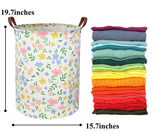 Girls Laundry hamper Baby Girl Hamper Kids Toy Storage Organizer Bins Gift Basket for Bedroom Decor(Flowers) - color: Flowers
