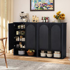 Shoe Cabinet, 5 Tier Wooden Shoe Storage Organizer Cabinet with Adjustable Shelves, Shoes Rack Accent Cabinet for Entryway Hallway Living Room, Black - color: Black