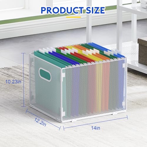 Samstar Hanging File Organizer, Mesh File Folder Organizer Crate Cabinet Inserts Storage Box, Letter Size,White - size: 1 Pack White