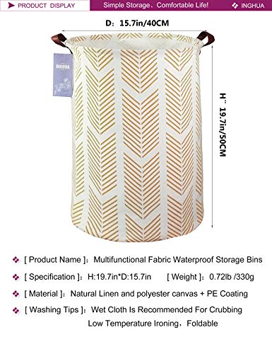 Laundry Hamper Large Canvas Fabric Lightweight Storage Basket/Toy Organizer/Dirty Clothes Collapsible Waterproof for College Dorms, Boys and Girls Bedroom,Bathroom(yellow wheat) - color: yellow wheat