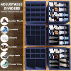 SpaceAid Shoe Organizer for Closet, 2 Pack Foldable Shoe Storage Containers Baskets Boxes Bins w/Adjustable Dividers, Fits 16-32 Pairs, Blue - color: Blue