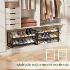 2 Tier Shoe Rack, 27 Inch Wide Stackable Shoe Shelf Organizer for Closet,Sturdy Frame Metal, Adjustable, Black - size: 2 Tier