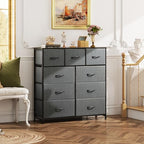 WLIVE 9-Drawer Dresser, Fabric Storage Tower for Bedroom, Hallway, Entryway, Closet, Tall Chest Organizer Unit with Fabric Bins, Steel Frame, Wood Top, Easy Pull Handle, Dark Grey - color: A-dark Grey