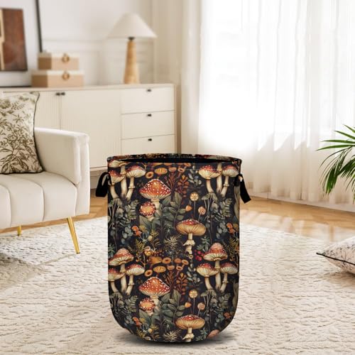 Mushroom Weed Laundry Basket, Laundry Hamper Collapsible Oxford Cloth with Handle Clothes Toy Storage Bin for Bathroom Laundry Room Bedroom 15.7 X 20 Inch - color: Mushroom Weed