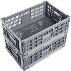 Collapsible Storage Bin/Containe， Transfer box,crate Transit storage of various items (Gray 23.6" L x 15.7" W x 8.6" H-two) - size: Gray 23.6" L x 15.7" W x 8.6" H-two