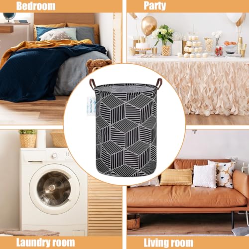 LANGYASHAN Laundry Basket Canvas Fabric Collapsible Organizer Basket for Storage Bin Toy Bins Gift Baskets Bedroom Clothes Children Nursery Hamper (Black diamond) - color: Black diamond