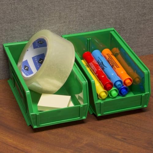 Akro-Mils 30220 AkroBins Plastic Storage Bins, Space-Saving Stackable Bins for Garage, Pantry, Craft Organization, 7" x 4" x 3", Blue, 24-Pack - color: Blue
