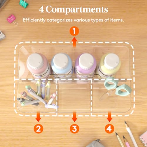 Lifewit 2 Pcs Plastic Caddy Organizer with Handle, Portable Art Supply Storage for Craft Supplies, Cosmetics, Holds Pencil, Crayon, Brushes, Hair Product, Dorm Shower Caddy, Clear, 25 x 15x 17cm - color: Clear