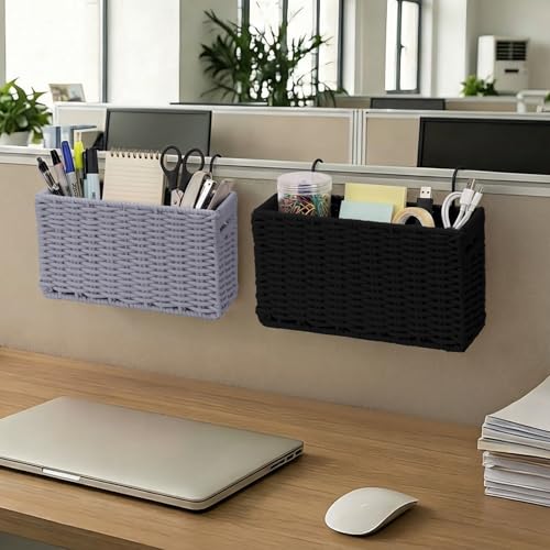 Cotton Rope Woven Bedside Caddy for Dorm Bed, Foldable Bedside Shelf Bunk Bed Accessories, College Dorm Room Essentials Hanging Organizers Storage Basket, Room Decor Magazine File Holder (Gray) - color: Gray