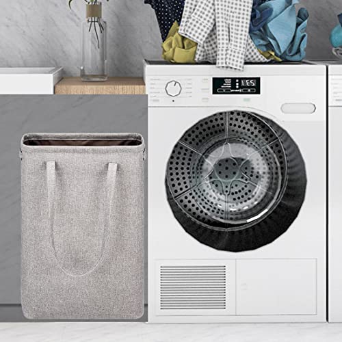 i BKGOO Laundry Basket with Handles Grey Coffee-Slim Laundry Bin Collapsible Dirty Clothes Basket Narrow Laundry Bag Foldable Dirty Hamper for Camping, Dorms, Apartments - color: Grey