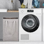 i BKGOO Laundry Basket with Handles Grey Coffee-Slim Laundry Bin Collapsible Dirty Clothes Basket Narrow Laundry Bag Foldable Dirty Hamper for Camping, Dorms, Apartments - color: Grey