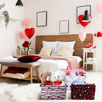 Geelin 3 Pcs Valentines Baskets Storage Valentine's Day Basket for Gifts Collapsible Waterproof Canvas Red White Black Heart Storage Bin Organizer with Handles for Book Closet Shelf Nursery Decor - style: Valentines Red White Black
