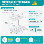 Under Sink Organizer, Bathroom Counter Organizer, 2 Packs 2-Tier Metal, Under Cabinet Storage, Makeup Storage, Adjustable Height & Slide-Out Drawer for Kitchen Bathroom, White