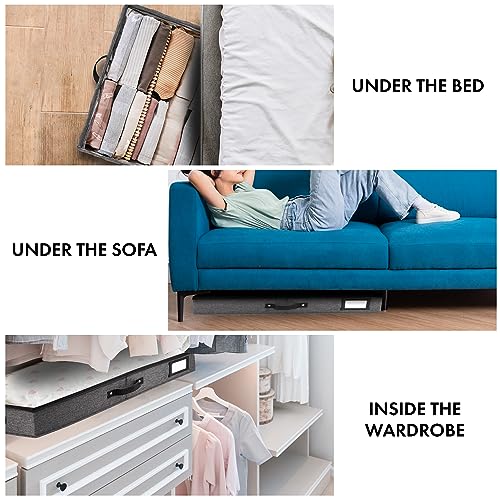 HOMELUX THEORY 2pc Low Profile Under Bed Storage Containers, Thin Under Couch Storage Organizer with Bins & Lids, Underbed Storage Box Ideal for Seasonal Clothes, Blankets, Fabric & Shoes (Dark Gray) - color: Dark Gray, size: Large Low Profile (2pc)