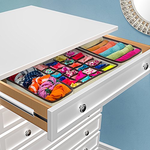 Sorbus® Set of 4 Foldable Drawer Dividers, Storage Boxes, Closet Organizers, Under Bed Organizer (Black) - color: Black