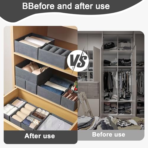 1 Pcs Drawer Organizer Storage Box for Underwear Socks Closet Divider for Wardrobe Dresser Vanity Space Saving Use(Grey) - color: Grey-1, size: Medium