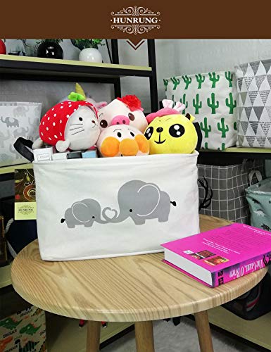 HUNRUNG Rectangle Storage Basket Cute Canvas Organizer Bin for Pet/Children Toys, Books, Clothes Perfect for Rooms/Playroom(Elephant) - color: Elephant