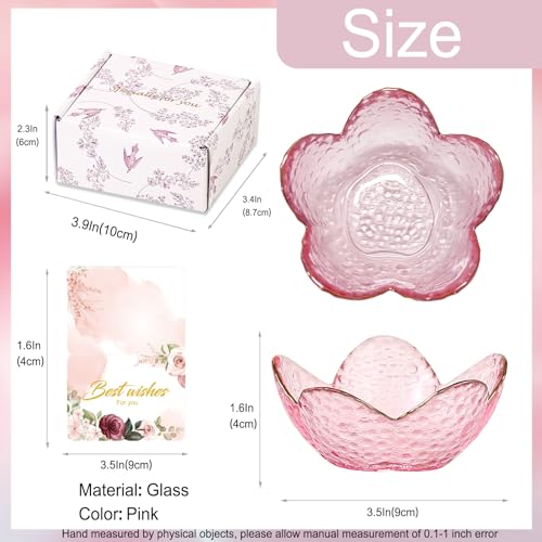 Gifts for Women Pink Flower Ring Dish Glass Jewelry Dish Jewelry Tray Cute Vanity Organizer Room Decor Aesthetic Nightstand Bathroom Decor Trinket Dish Ring Holder Dish Jewellery Tray Valentine's Gift - color: Golden-edged pink