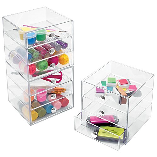 iDesign 3-Drawer Stackable Makeup Organizer - Clear Plastic Drawers for Bathroom, Vanity, or Desk - color: Clear, style: Pack of 1