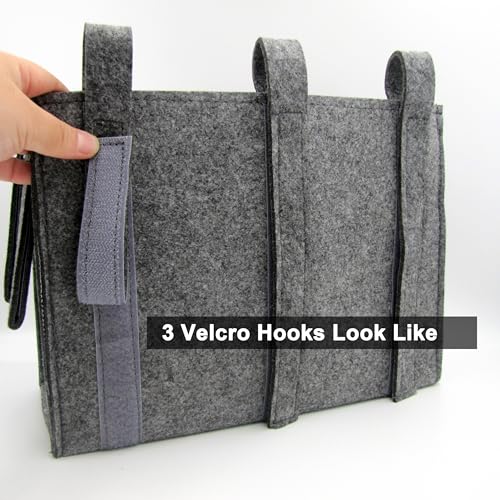 Bedside Caddy, Hanging Storage Bag, Chair Organizer Caddy, Remote, Magazine, Drink Bottle, Cell Phone Holder with Fixed Straps for Hospital Bed, Dorm Bed, Baby Stuff, Office (Grey Small)