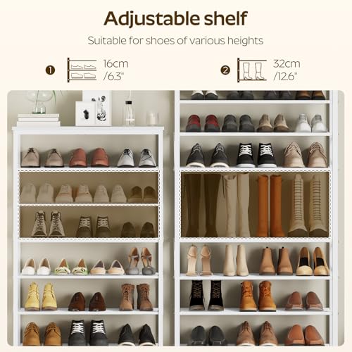 YATINEY 8 Tier Shoe Rack, Shoe Storage Organizer, Large Capacity Shoe Shelf Holds 32 Pairs of Shoes, Sturdy and Stable, for Entryway, Hallway, Closet, Dorm Room, White SS08WW - color: White, size: 27.8" x 10.8" x 52.6"