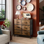 WLIVE Dresser for Bedroom with 6 Drawers, Closet Dresser with Metal Frame, Wooden Top, Fabric Dresser for Closet, Living Room, Hallway, Rustic Brown Wood Grain Print - color: Rustic Brown Wood Grain Print