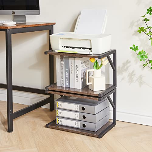 IBUYKE 2-Tier Desktop Printer Stand Holder, Multi-Purpose Desk Organizer Storage Shelf, Book Shelf Printer Shelf for Fax Machine, Scanner, Files, Books, Dark Grey UTLJ004G - color: Dark Grey, size: no wheel