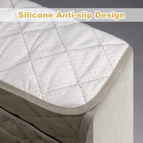 Remote Control Holder for Recliner,Non Slip Armchair Caddy,Sofa Armrest Storage Organizer for Recliner Couch With 6 Pockets for TV Remote,Cell Phone,Magazine - color: Beige