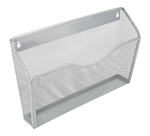 EasyPAG 3 Pack Wall File Organizer with Label Panel, Metal Mesh Hanging File Folder Holder for Letter/A4 Size Folders, Vertical Wall Mount Mail Sorter for Office Paperwork, Classroom, Silver - color: Silver With Panel