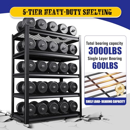 78" H Garage Shelving Heavy Duty Storage Shelves, 5-Tier Adjustable Metal Shelving Unit, Utility Garage Organizer Shelf for Basement, Pantry, Warehouse, Supermarket, 45.6" W x 19.7" D x 78" H - size: 5-Wire-19.7"Dx45.6"Wx78"H