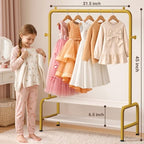 Kids Gold Clothing Rack - Dress Up Clothes Rack - Baby Toddler Closet - Freestanding Coat Racks with 2 Fabric Shelves - Small Kids Costume Wardrobe - Garment Rack for Hanging Clothes Organizer - color: Gold