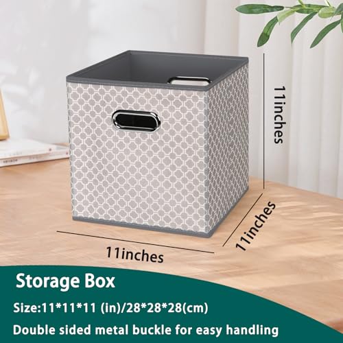 Fabric storage bins Cubes, Fabric Cube Organizer with Handle, Foldable Cube Bins for Cloth or Accessary Storage, 11x11x11, Set of 3, (Light Grey) - color: Light Grey, size: 3 Pack