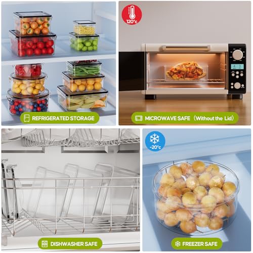42 PCS Food Storage Containers with Lids (21 Containers & 21 Lids) - Reusable Plastic Food Containers for Kitchen Storage and Organization BPA-Free Leakproof Meal Prep Container with Labels & Pen