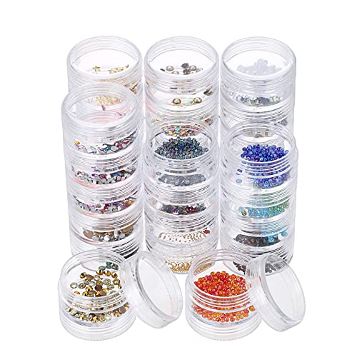 Hipiwe 6 Sets 5 Layers Plastic Round Storage Containers Small Art Craft Accessory Organizer Box 10ML Containers Jars for Jewelry Small bead Nail Designs Storage - size: 6Packs 1.5"D x3.9"H