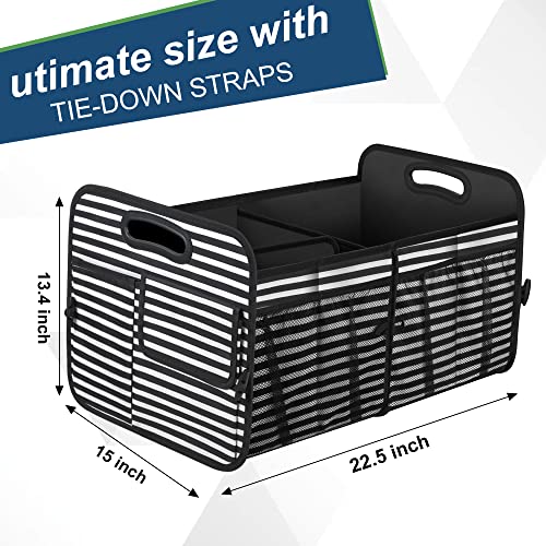 Femuar Car Trunk Organizer,Car Storage Organizer with 72L Large Capacity Waterproof Collapsible and 11 Pockets,Trunk Organizer for Car Suv/Jeep/Sedan, Large Size, Stripe - color: Stripe, size: Large
